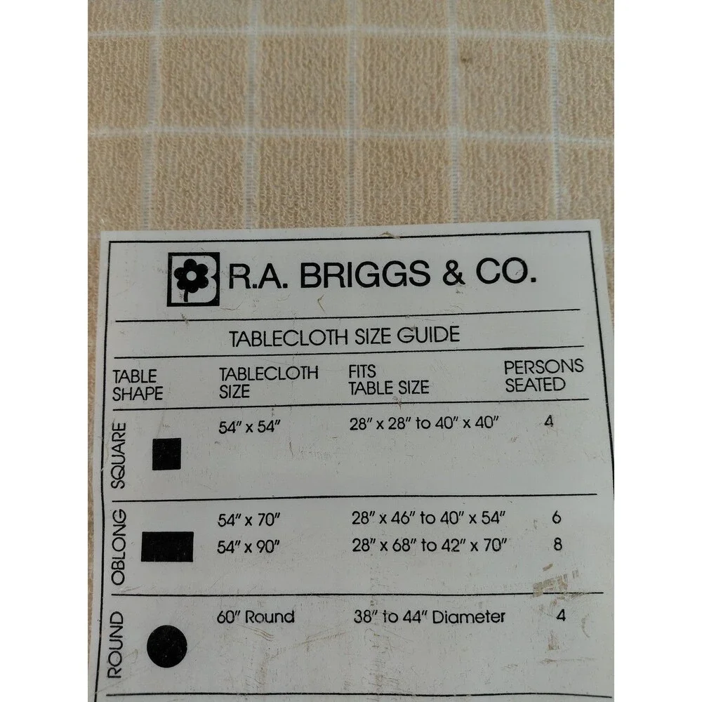 R.A. Briggs & Co. Classic Terry Tablecloth 54x70 Oblong Camel Check Cotton Blend